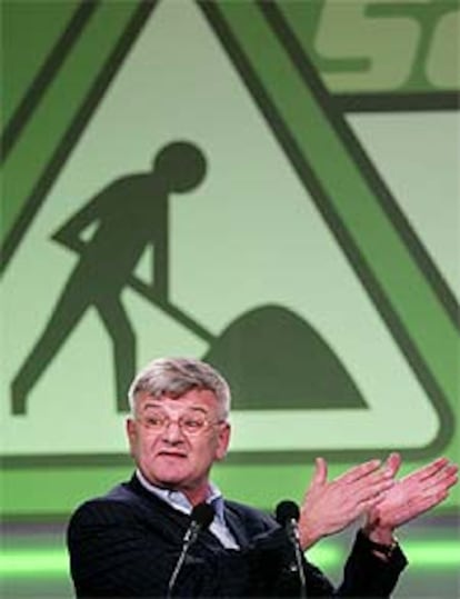 Joschka Fischer, ayer durante el congreso de Los Verdes.