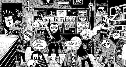 Una viñeta del cómic 'Black Metal'.