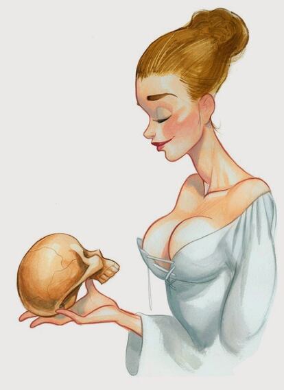 'Hamlet'. Con un método de trabajo autodidacta, el autor de las ilustraciones decora sus imágenes sobre acrílicos, lienzos y en caballete. No suele utilizar ordenadores para dibujar, aunque valora su utilidad, en especial para el proceso de documentación.