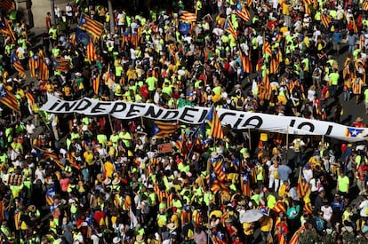 Manifestantes en La Diada en Barcelona.