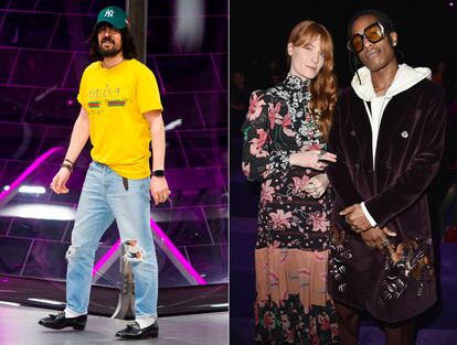 Alessandro Michele al finalizar el desfile y Florence Welch y A$AP Rocky, responsables de leer extractos literarios en un vinilo que se regaló durante el desfile.