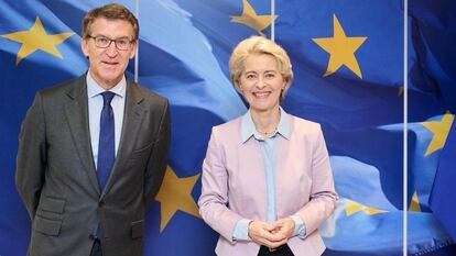 Alberto Núñez Feijóo y la presidenta de la Comisión Europea, Ursula von der Leyen, en Bruselas.