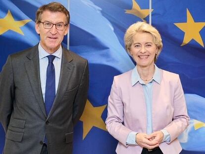 Alberto Núñez Feijóo y la presidenta de la Comisión Europea, Ursula von der Leyen, en Bruselas.