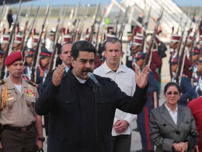 El presidente Nicol&aacute;s Maduro da un discurso en el aeropuerto Sim&oacute;n Bol&iacute;var, en La Guaira, Venezuela, el pasado s&aacute;bado.