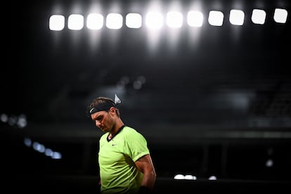 Nadal, durante el partido contra Gasquet en la central del París.