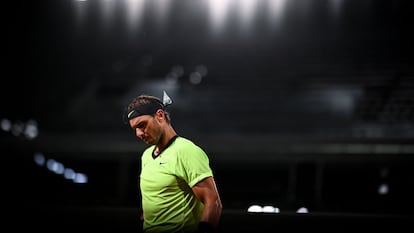 Nadal, durante el partido contra Gasquet en la central del París.