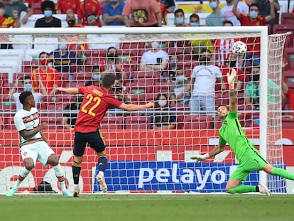 Pablo Sarabia se pierde el gol de España en el amistoso ante Portugal.