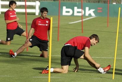 Javi Martínez y Llorente, en un entrenamiento de esta semana.