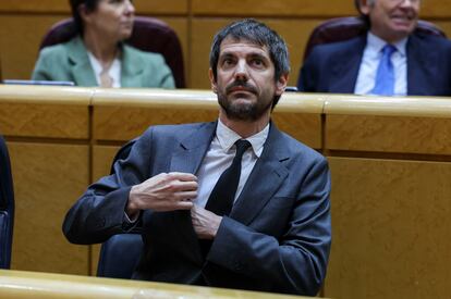 El ministro de Cultura, Ernest Urtasun, en una sesión del control al Gobierno en el pleno del Senado, el pasado 6 de febrero.