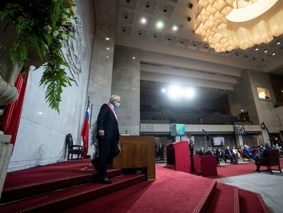 El presidente de Chile, Sebastián Piñera, ofrece el discurso anual en el que rinde cuentas de su último año de Gobierno, el 1 de junio ante el Congreso.