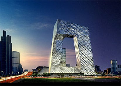 Proyecto de Rem Koolhaas para la Torre de la Televisión Central China en Pekín.