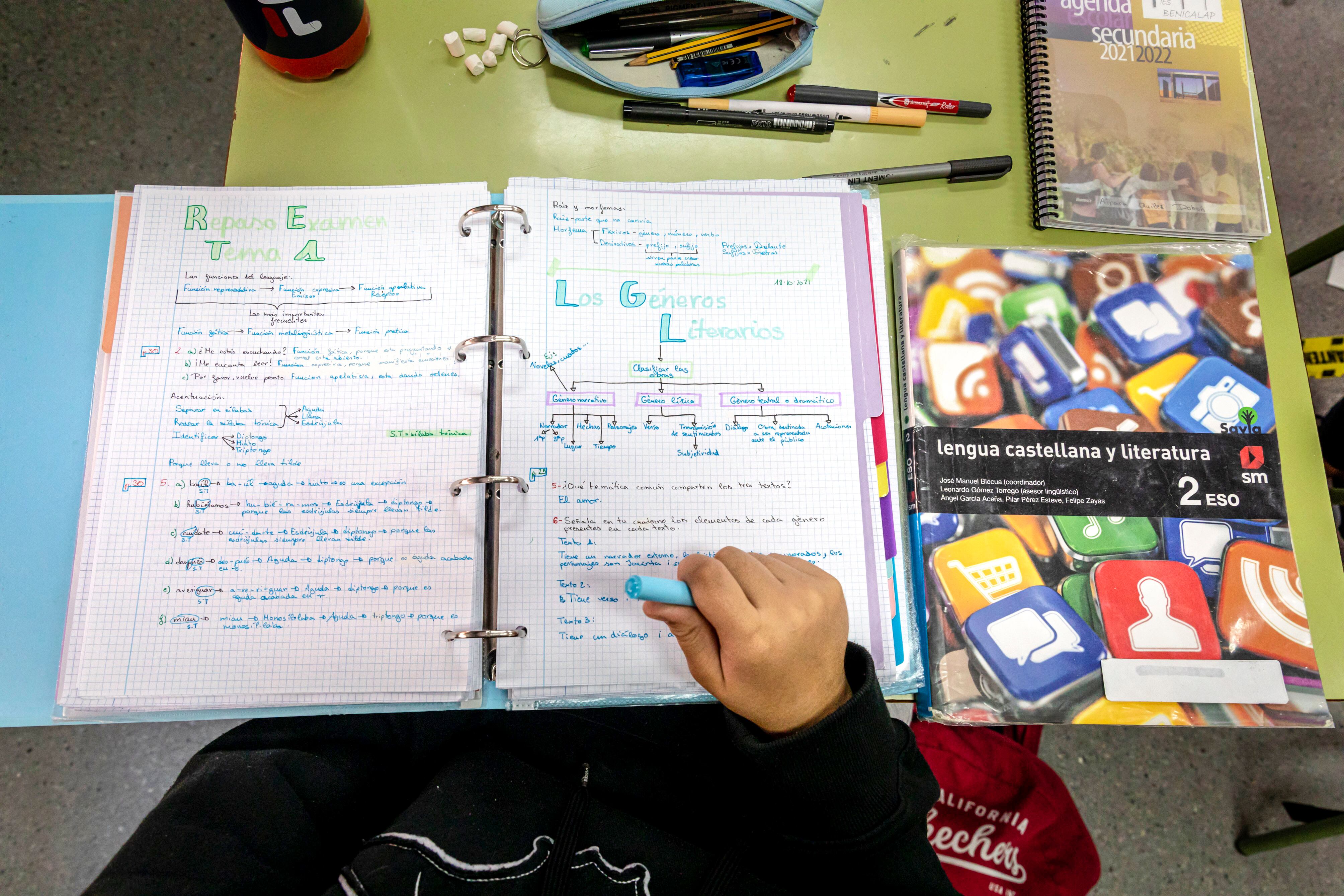 Alumnos durante una clase de Lengua y Literatura castellana en 2º de ESO.