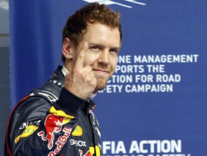 Vettel tras lograr la 'pole' en Bahréin.