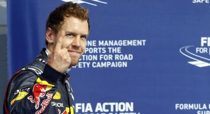 Vettel tras lograr la 'pole' en Bahréin.