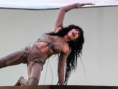 La artista sueca Loreen, durante un ensayo de su actuación para la primera semifinal de Eurovisión, el 8 de mayo de 2023 en Liverpool.