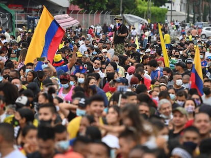 Una manifestación contra el Gobierno colombiano, en Cali, el pasado 13 de junio.