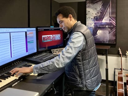 Anele Onyekwere in one of Marvel’s recording studios.