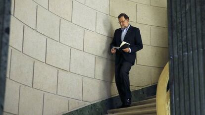 Mariano Rajoy antes de la rueda de prensa que ha ofrecido tras su reunión con el líder de Ciudadanos.