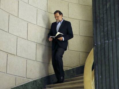 Mariano Rajoy antes de la rueda de prensa que ha ofrecido tras su reunión con el líder de Ciudadanos.