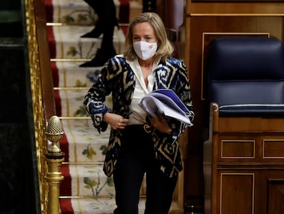 Nadia Calviño, el jueves en el Congreso.