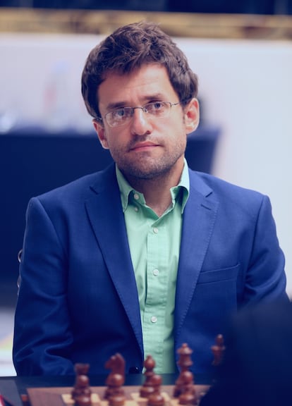 Levón Aronián, durante la final con Liren Ding