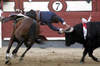 El rejoneador Sergio Galán, ayer en Las Ventas.