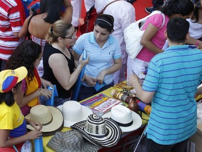 Fiesta de la comunidad colombiana en la plaza de toros de Leganes de Madrid.