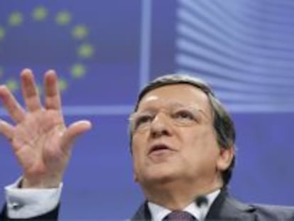 El presidente de la Comisión Europea, José Manuel Durao Barroso, ayer en rueda de prensa.