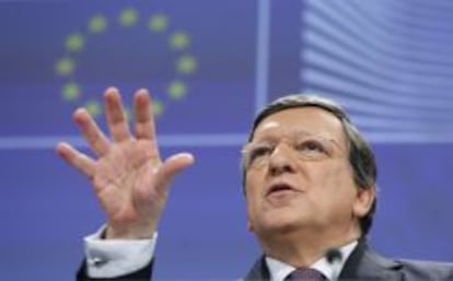 El presidente de la Comisión Europea, José Manuel Durao Barroso, ayer en rueda de prensa.