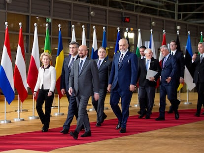 Llegada a la reunión preparatoria de la cumbre de este miércoles, el pasado febrero en Bruselas.