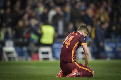 Alessandro Florenzi, desconsolado, durante el partido contra el Real Madrid. 