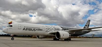 Vista de un Airbus A350 XWB, el modelo más moderno del fabricante.