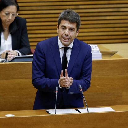 Valencia's regional leader Carlos Mazon speaks as he appears before the regional assembly following the devastating floods on October 29 that claimed over 200 lives, in Valencia, Spain, November 15, 2024. REUTERS/Eva Manez