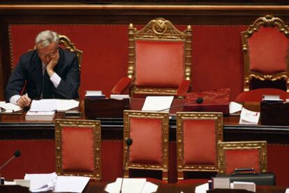 El ministro de Economía y Finanzas de Italia, Giulio Tremonti, ayer en el debate del Senado que aprobó el plan de ajuste.