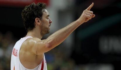 Pau Gasol, durante el partido amistoso ante Lituania.