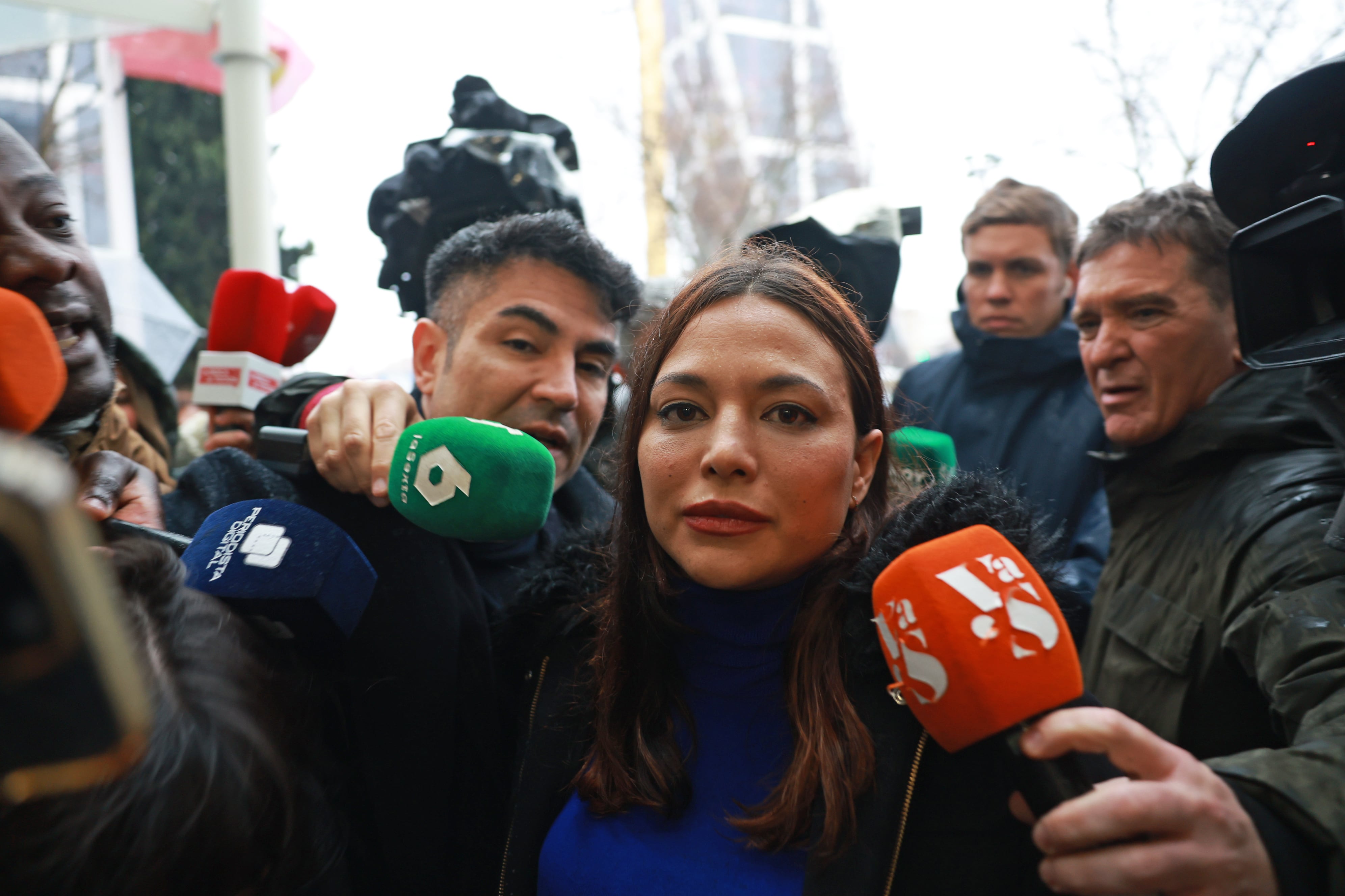 La actriz y presentadora Elisa Mouliaá, este martes a su llegada a los juzgados de Plaza de Castilla.