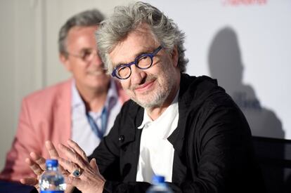 El director Wim Wenders asiste a la conferencia ''Responsibility of Filmmakers in making movies that matter' durante el 70º Festival de Cine de Cannes.