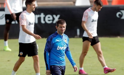 Albert Celades, en el entrenamiento del lunes.