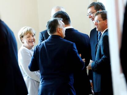 La canciller Angela Merkel, el s&aacute;bado durante una cumbre sobre los refugiados celebrada en Viena.