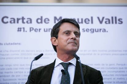 Manuel Valls, candidat a l'alcaldia de Barcelona, dimarts en un acte al Raval.