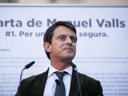 Manuel Valls, candidat a l'alcaldia de Barcelona, dimarts en un acte al Raval.
