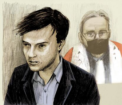 Dibujo del testigo Guillaume durante el juicio por los atentados de París realizado por Ivan Brun para el diario 'Le Monde'.