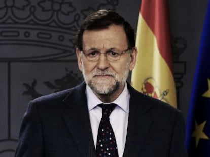 Rajoy, este martes en rueda de prensa en el Palacio de la Moncloa.