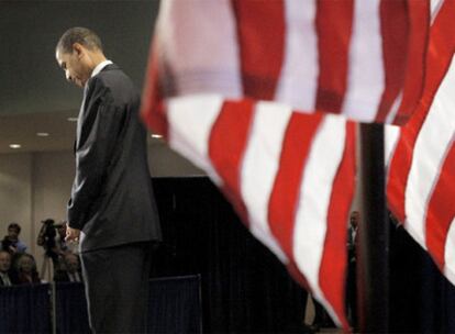 Obama, antes de empezar el discurso sobre política exterior que pronunció ayer en Washington.
