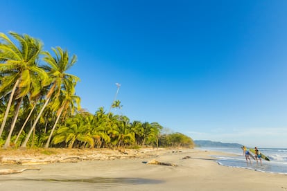 Dos surfistas en Santa Teresa, una pequeña zona de playa en el noreste de Costa Rica.