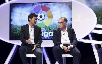 Raúl y Javier Tebas, en Miami.