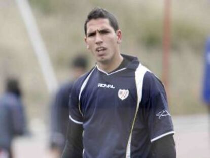 Joel, en un entrenamiento del Rayo.