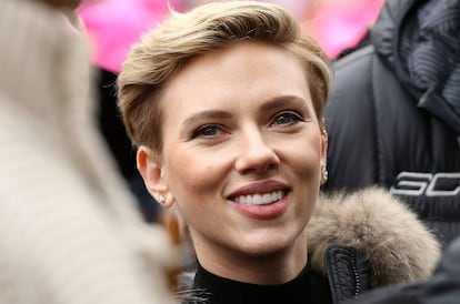 Scarlett Johansson, en la marcha de las mujeres en Washington el pasado fin de semana.