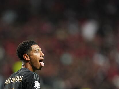 Jude Bellingham celebra su gol al Braga, el segundo del Real Madrid.