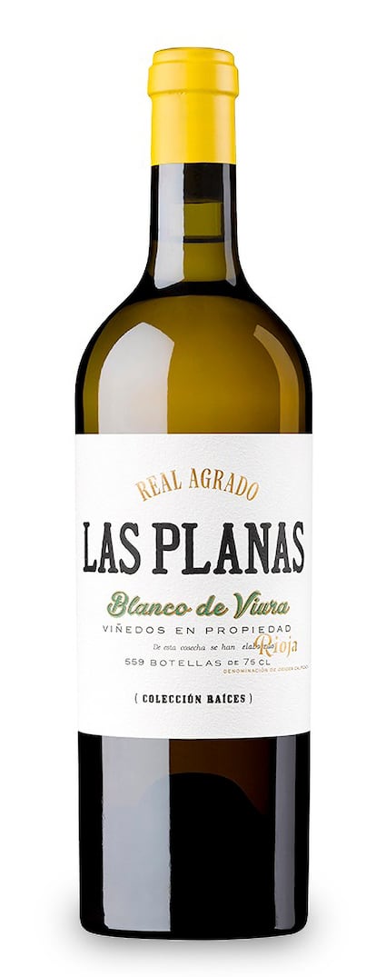 -------- PIE DE FOTO ------- Rioja Oriental. Las Planas. Gran Reserva 2018, blanco, DOCa. Rioja. Real Agrado - Viñedos de Alfaro. Viura. 13,5% vol. 40 euros.